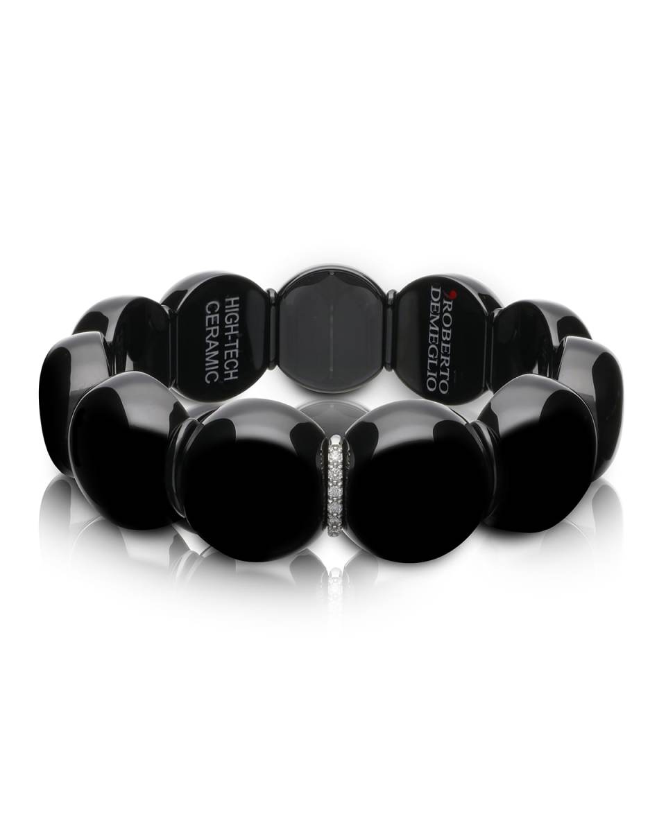 Dama Ceramic Beaded Stretch Bracelet with 1-Diamond Rondelle
