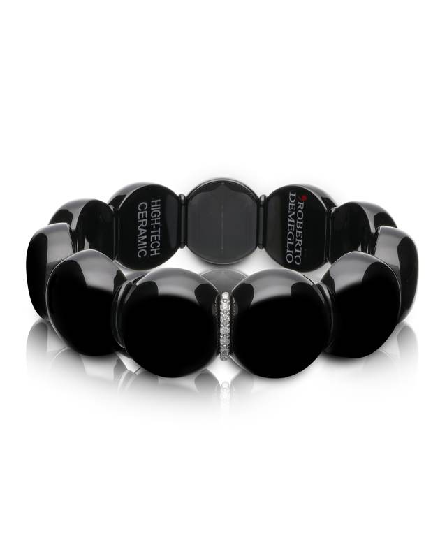 Dama Ceramic Beaded Stretch Bracelet with 1-Diamond Rondelle