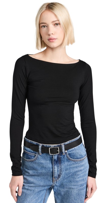 Reformation Wiley Knit Top Black