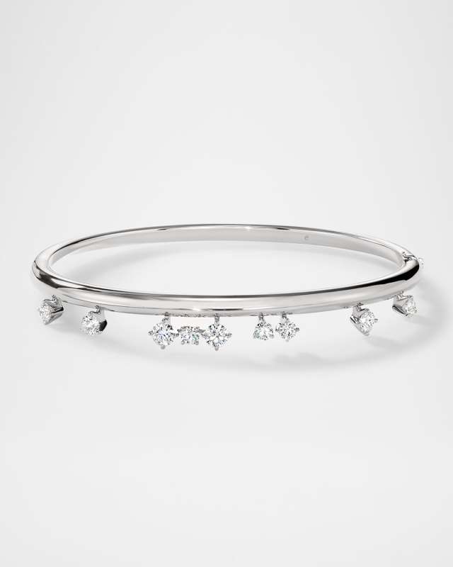 Barre 18K White Gold Floating Diamond Bangl