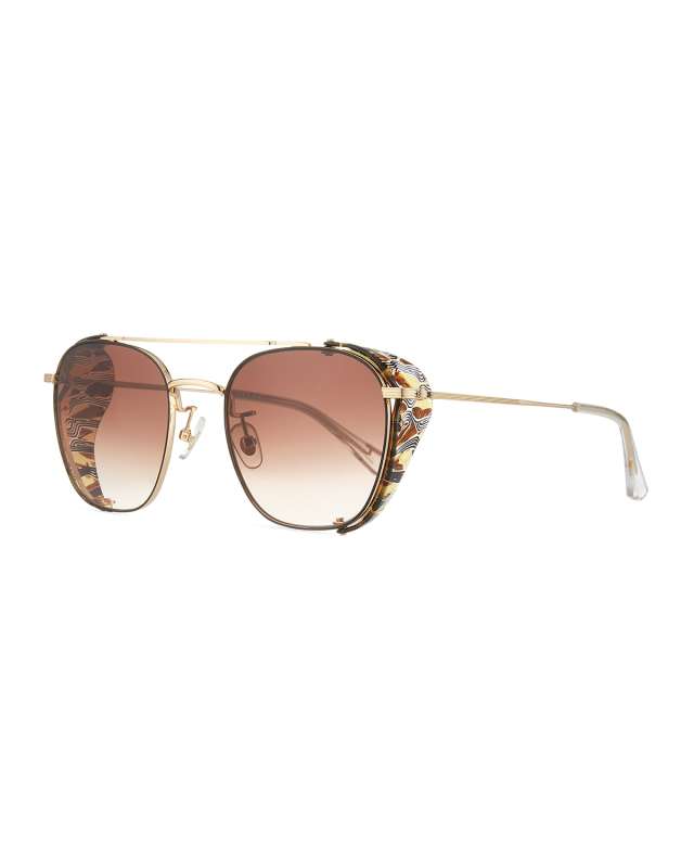 Earhart 24K Gold-Plated Metal Aviator Sunglasses