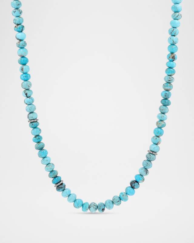 Diamond Rondelle and Arizona Turquoise Bead Necklace