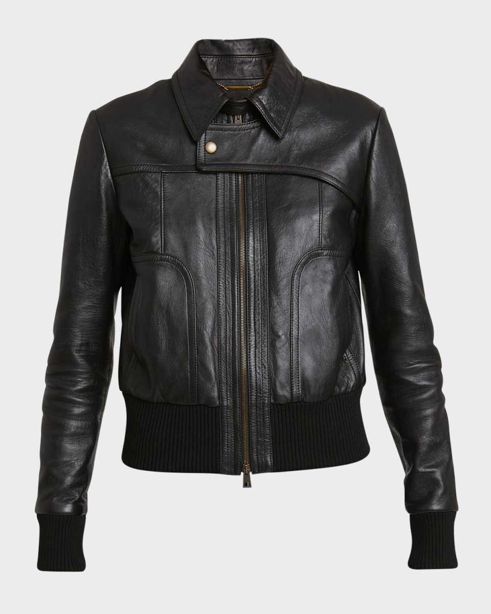Glossy Leather Moto Jacket