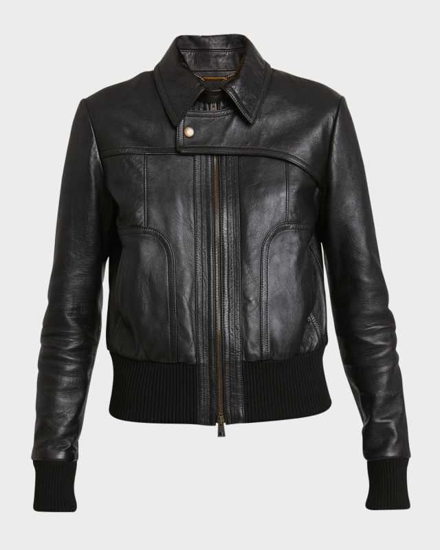 Glossy Leather Moto Jacket