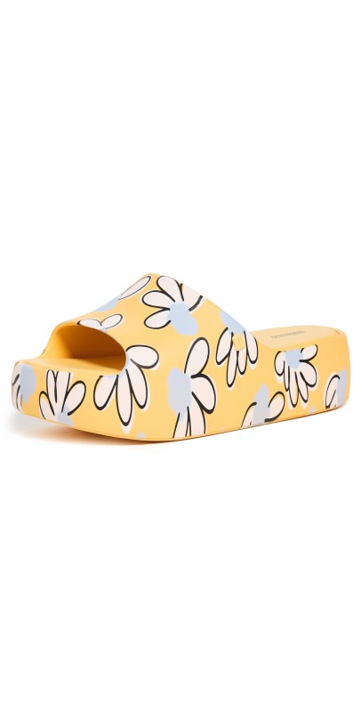 Melissa Free Print Platform Slides Yellow/White