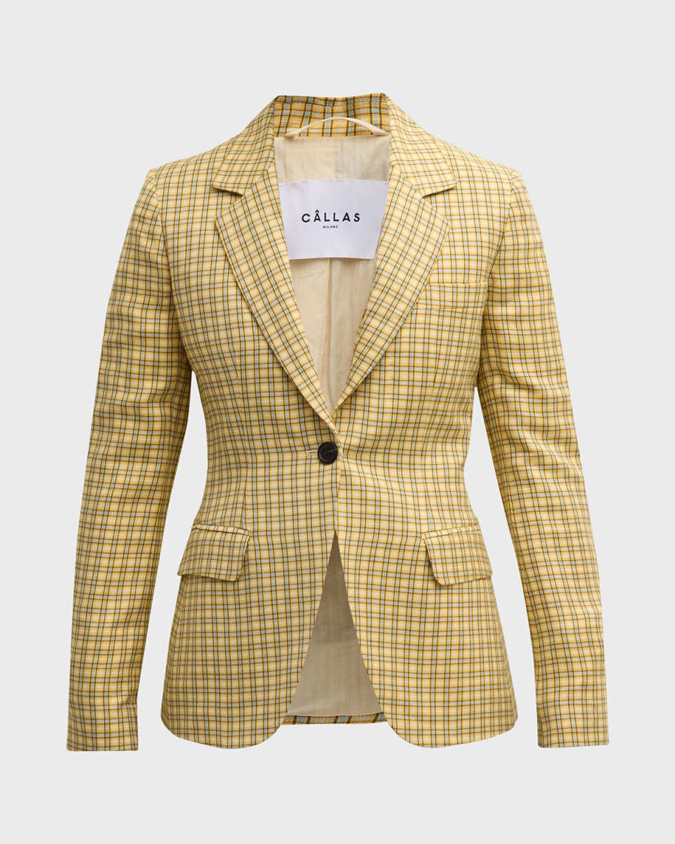James Check-Print Single-Button Jacket