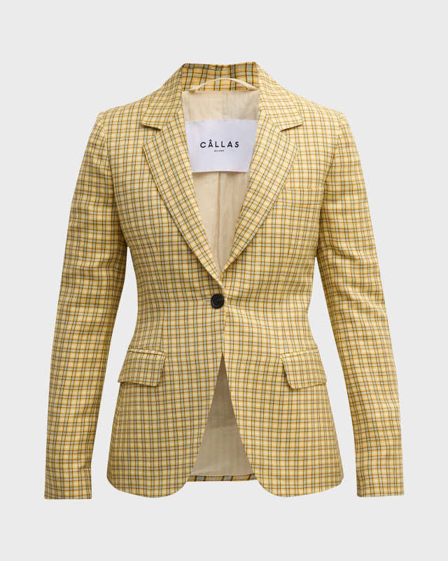 James Check-Print Single-Button Jacket