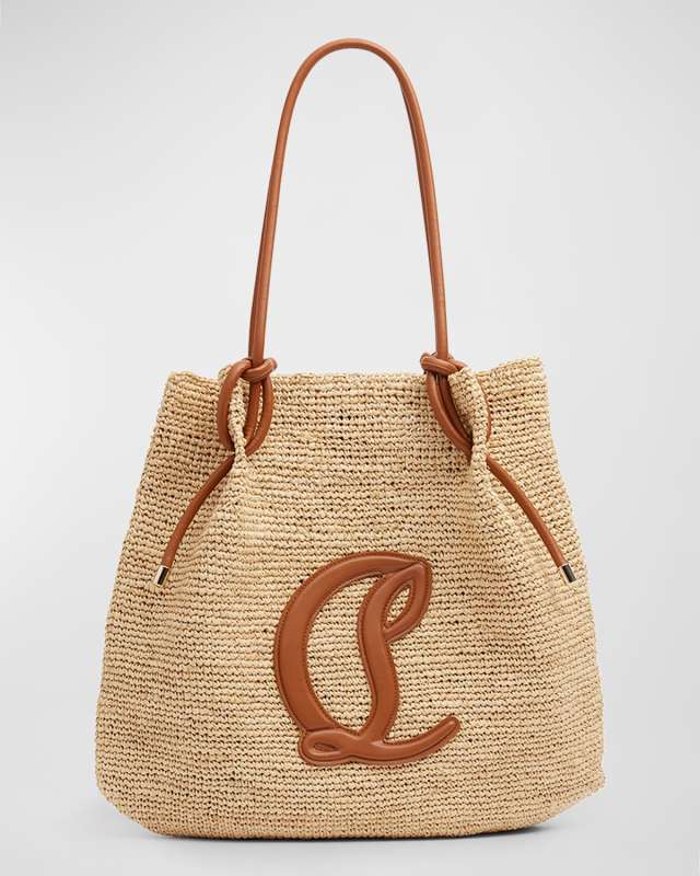 By My Side Beach Tote in Raffia with Leather Logo