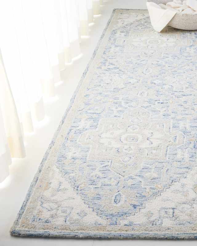 Percy Blue Hand-Woven Rug, 2' x 8'