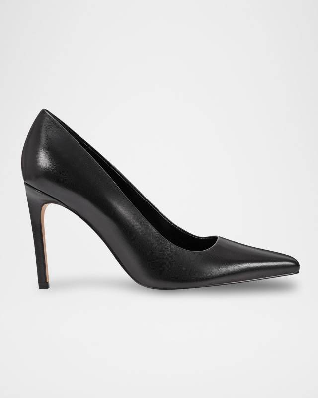 Snip Pointed Toe Leather Stiletto Pumps
