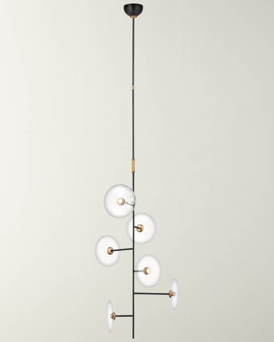 Calvino Small Entry Chandelier In Aged Iron And Hand-Rubbed Antique Brass With Clear Glass By Ian K. Fowler
