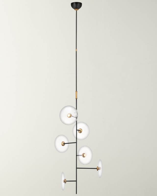 Calvino Small Entry Chandelier In Aged Iron And Hand-Rubbed Antique Brass With Clear Glass By Ian K. Fowler