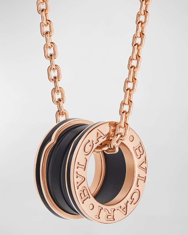 B. Zero1 Pendant Necklace in Pink Gold and Matte Black Ceramic