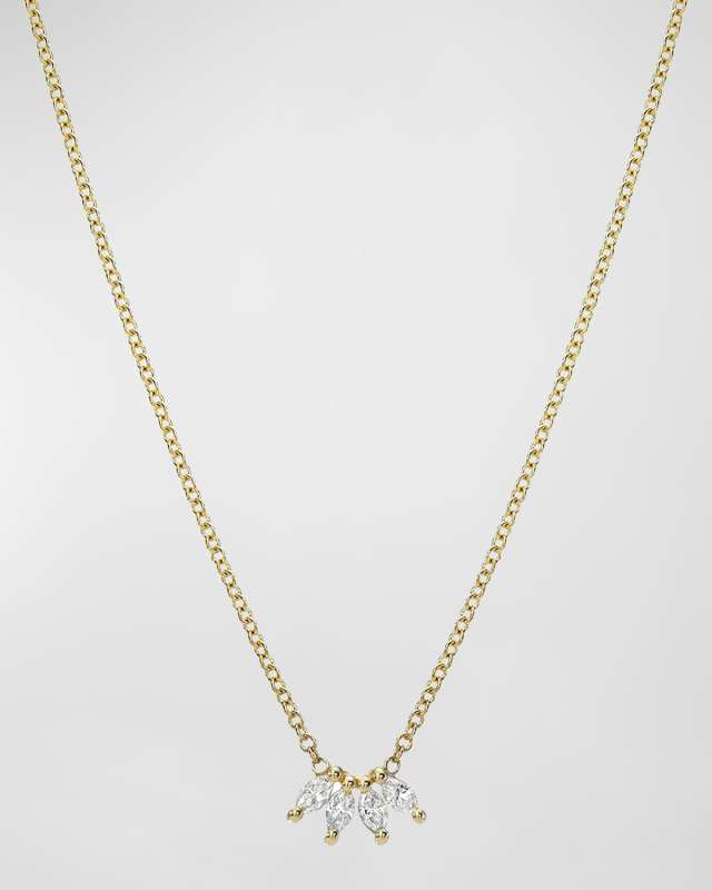 Four Marquise Diamond 14K Gold Necklace