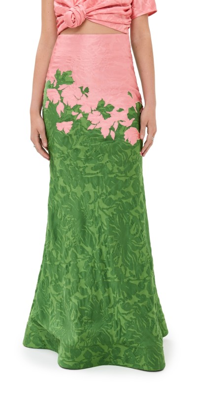 Rosie Assoulin Blown Away Slip Skirt Grass Green