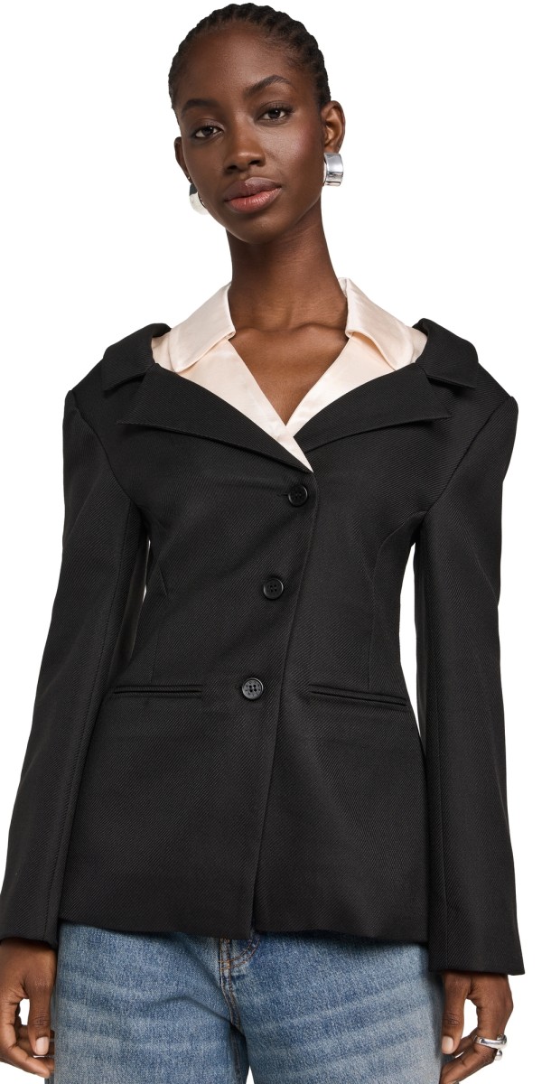 Stine Goya Double Collar Tailored Jacket Black/Butter Milk