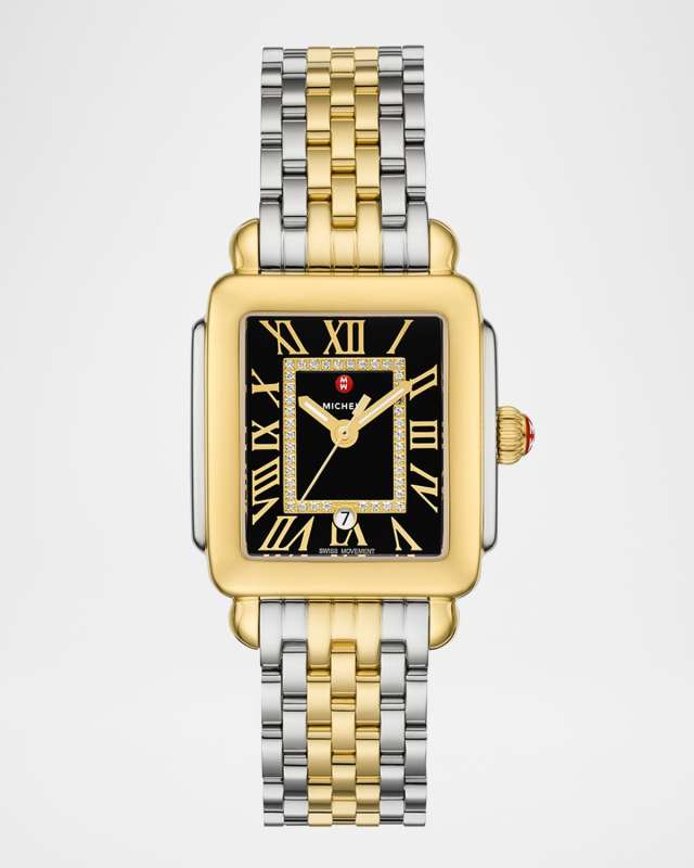 Deco Madison Mid Noir Diamond Dial Two-Tone Bracelet Watch