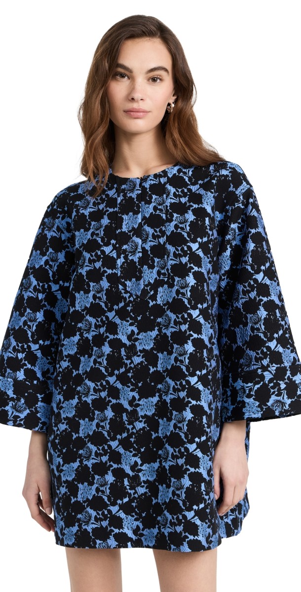BAUM UND PFERDGARTEN Abi Dress Blue Flower Jacquard