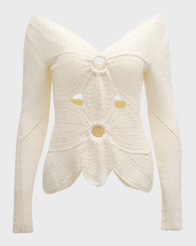 Lule Cutout Crochet Cotton Long-Sleeve Top