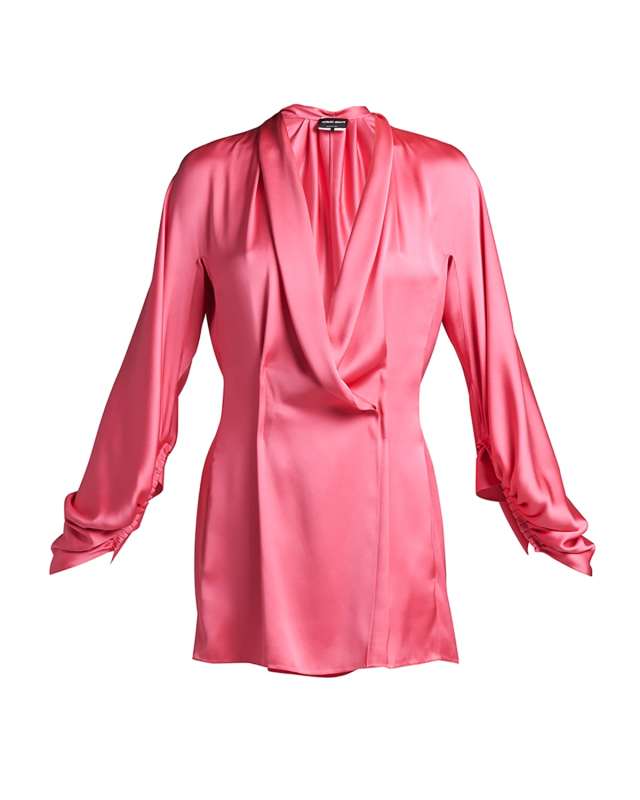 Draped Silk Tunic Blouse