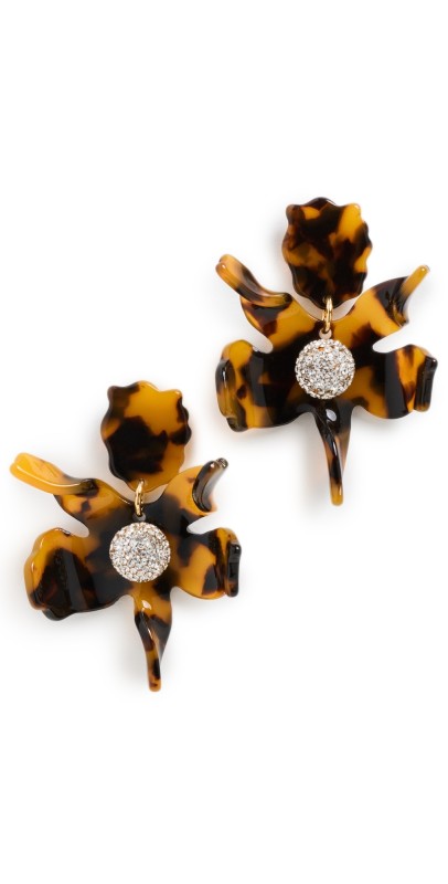 Lele Sadoughi Small Crystal Lily Earrings Tortois