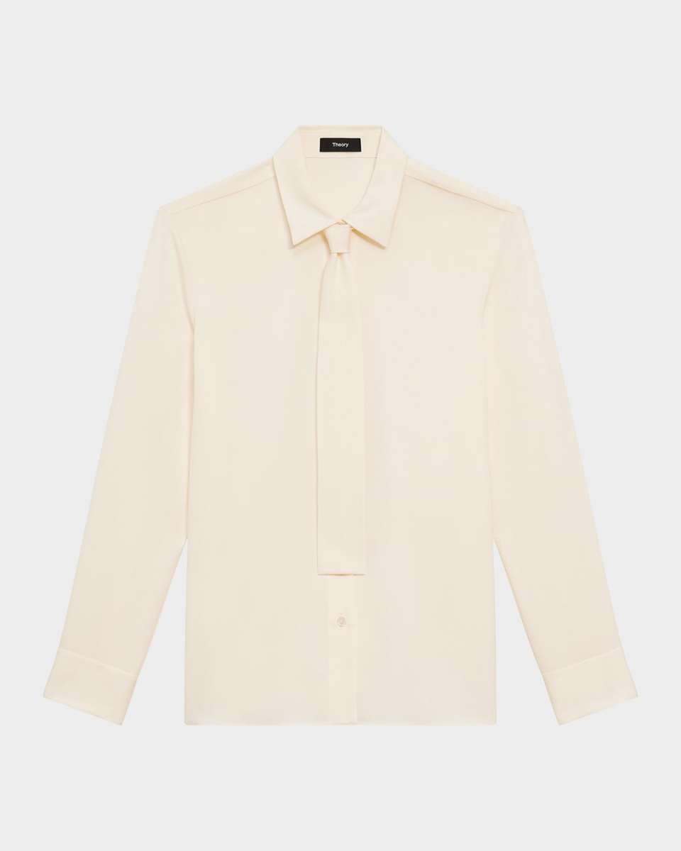 Modern Silk Georgette Neck-Tie Shirt