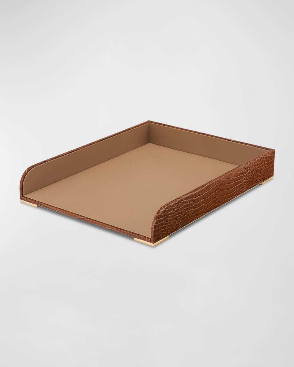 Classic Croc-Embossed Leather Paper Tray
