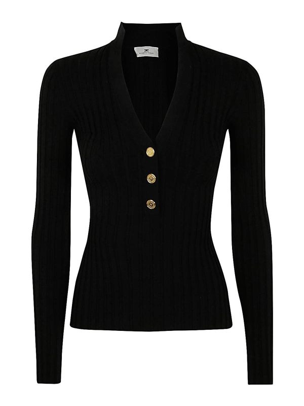 Elisabetta Franchi Pull À Col V - Noir