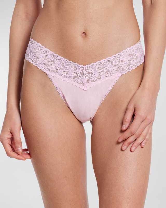 Original-Rise Organic Cotton Lace-Trim Thong