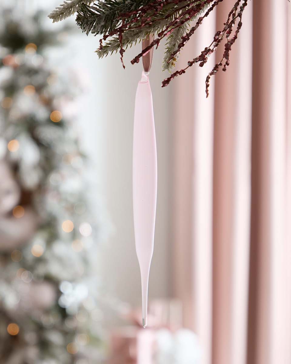 Light Pink Bubblegum Elliptical Glass Christmas Ornament