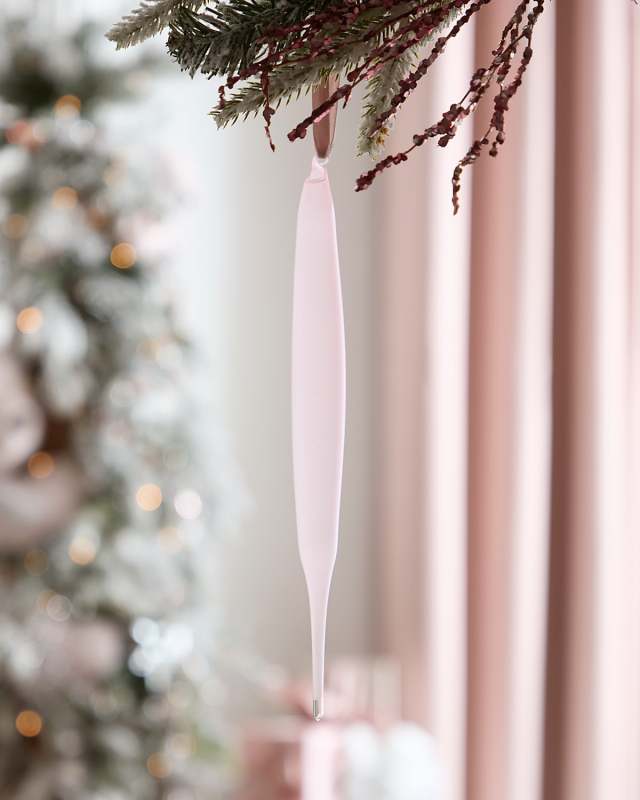Light Pink Bubblegum Elliptical Glass Christmas Ornament