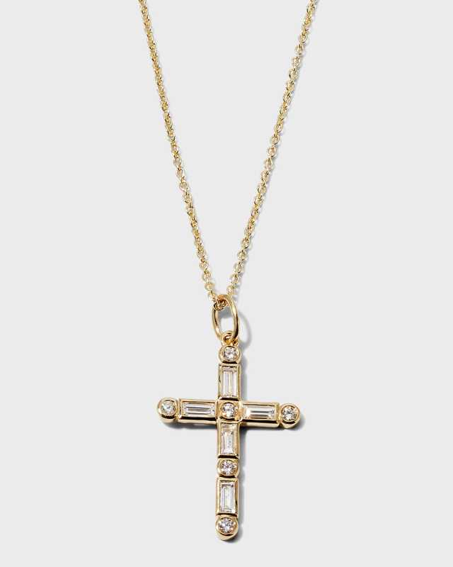 Diamond Baguette Cross Necklace