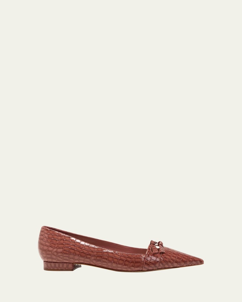 Kate Croco Bow Ballerina Flats