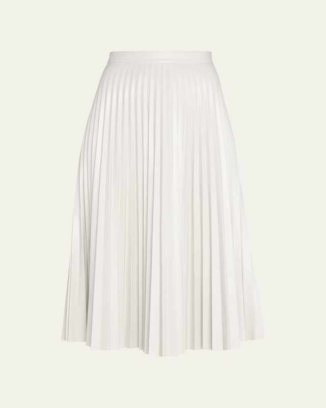 Pleated Vegan Leather Midi Skirt