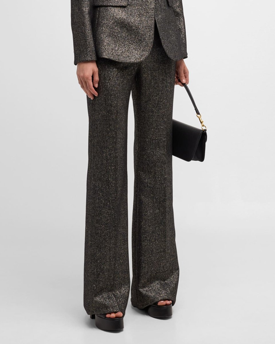 Lebone Sparkly Wide-Leg Tailored Pants