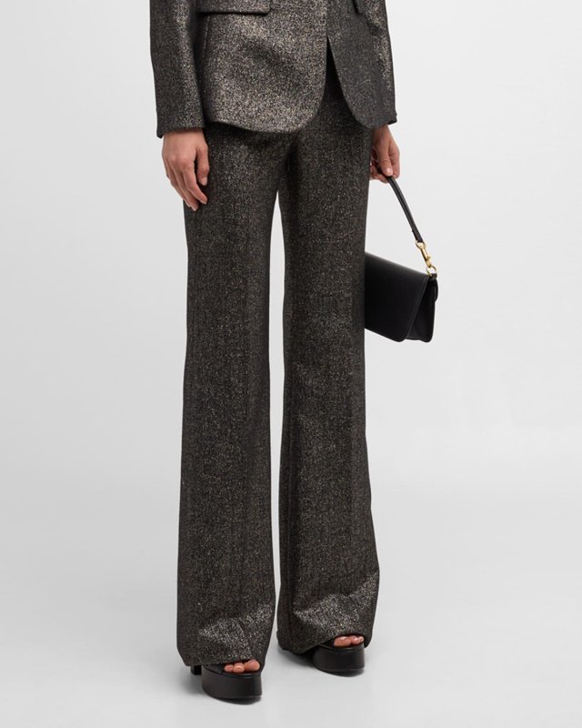 Lebone Sparkly Wide-Leg Tailored Pants