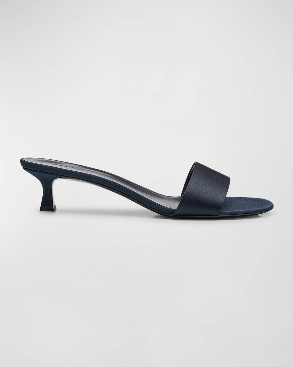 Silk Kitten-Heel Slide Sandals