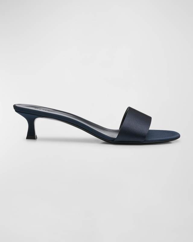 Silk Kitten-Heel Slide Sandals