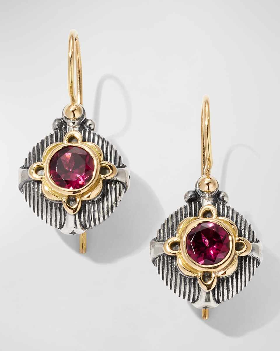 Delos Two-Tone Rhodolite Garnet Earrings