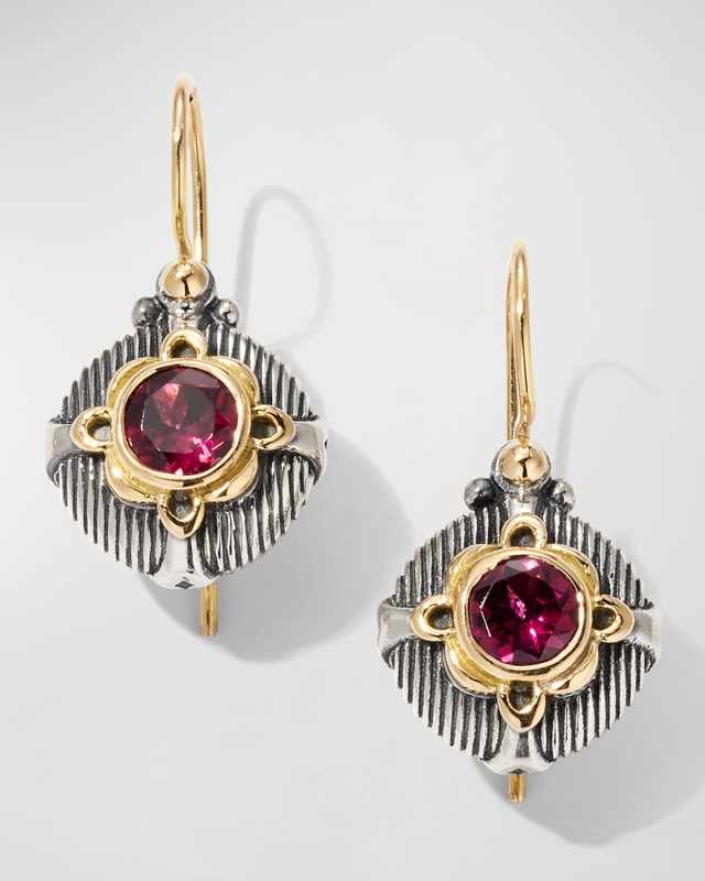 Delos Two-Tone Rhodolite Garnet Earrings