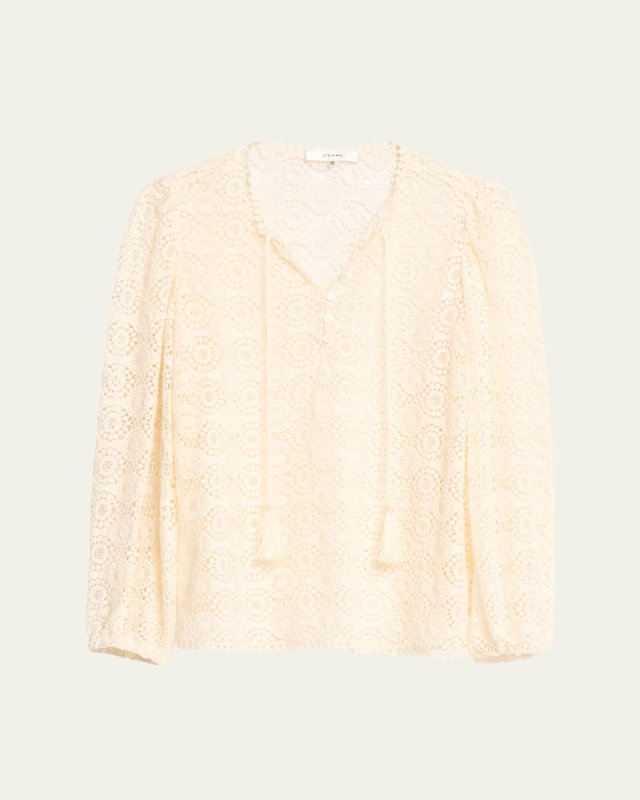 Lace Tassel Popover Top