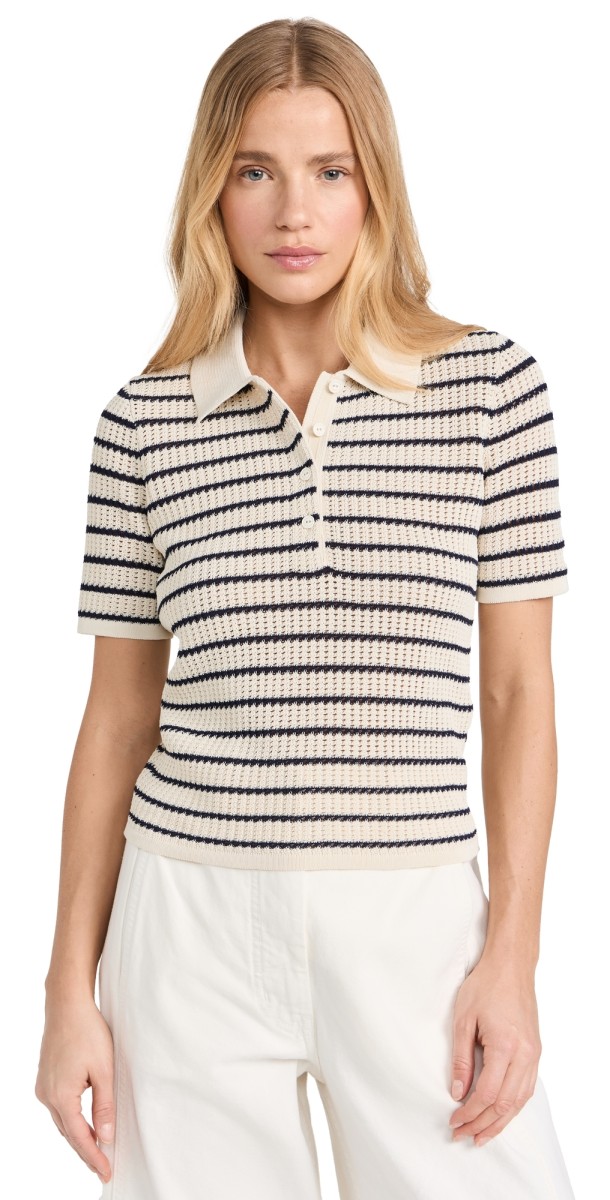 rag & bone Viola Stripe Polo Turtle Dove Multi