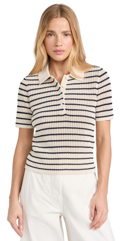 rag & bone Viola Stripe Polo Turtle Dove Multi