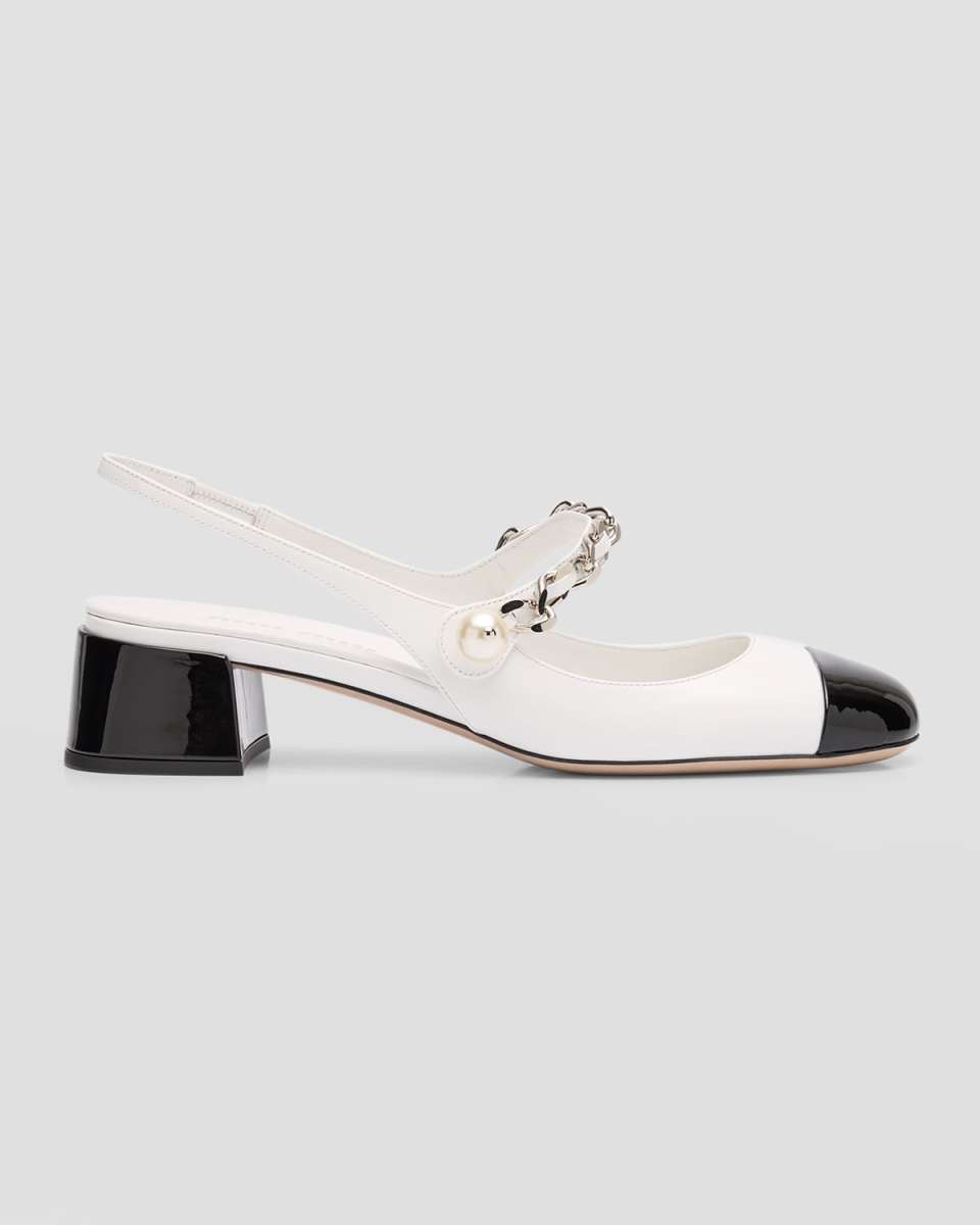 Bicolor Cap-Toe Mary Jane Pumps