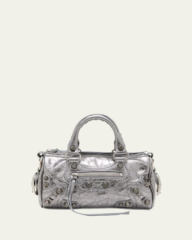 Cagole Mini Crinkled Metallic Duffel Bag