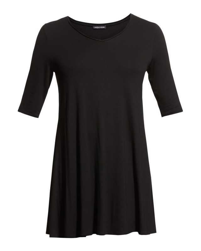 V-Neck Elbow-Sleeve Viscose Jersey Tunic