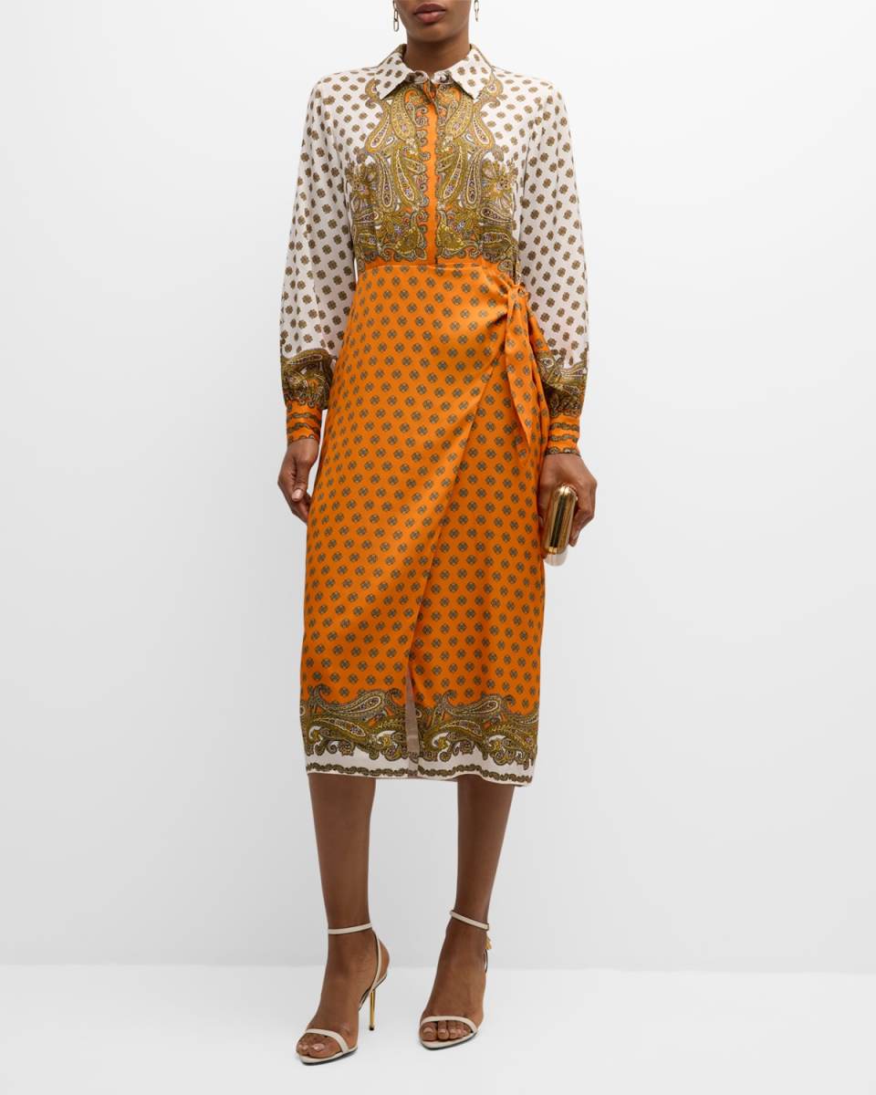 The Vero Paisley-Print Midi Wrap Shirtdress