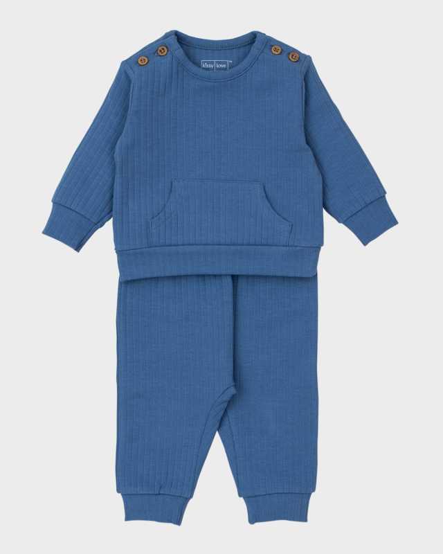 Boy's Helicopter Resuce Two-Piece Ribbed Set, Size 3M-18