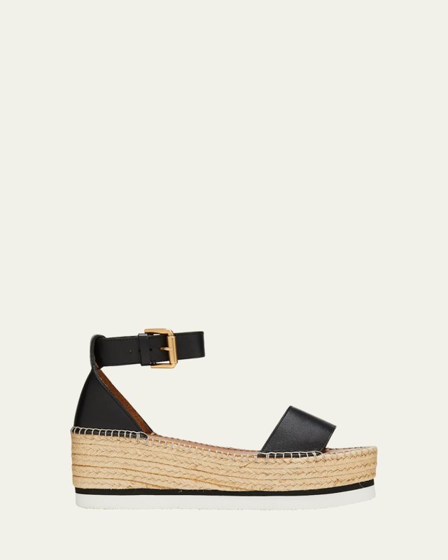 Glyn Leather Flatform Espadrille Sandals