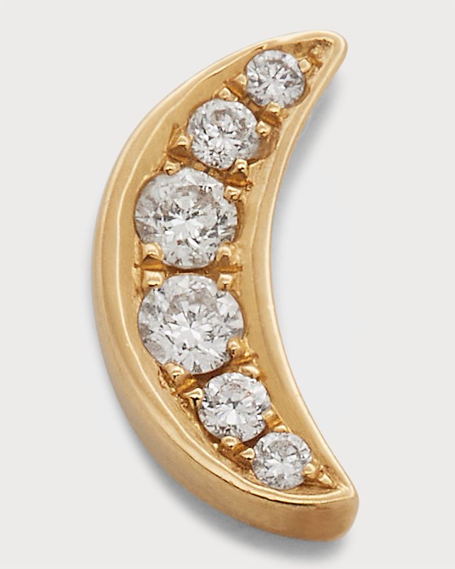 14k Gold Diamond Moon Stud Earring